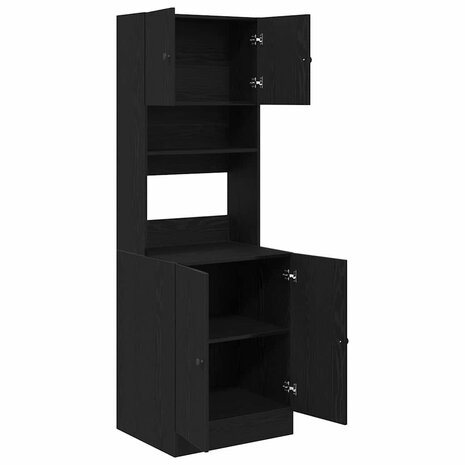 Keukenkast met plank Zwart eiken 60 x 50 x 180 cm Bewerkt hout 4