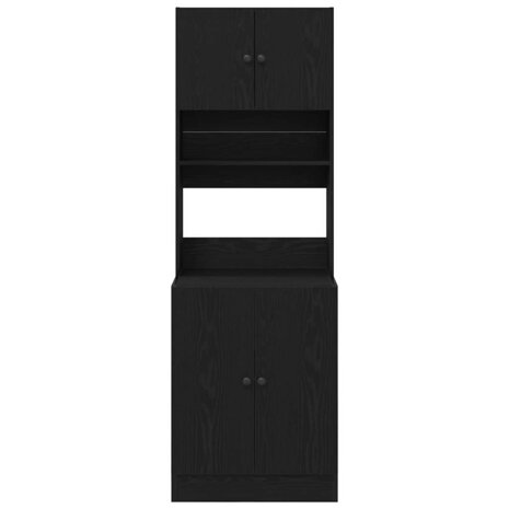 Keukenkast met plank Zwart eiken 60 x 50 x 180 cm Bewerkt hout 5