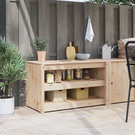 Keukenkast met plank Bruin 106 x 55 x 64 cm Massief grenenhout 1
