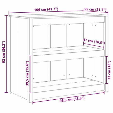 Keukenkast met plank Bruin 106 x 55 x 92 cm massief douglas 9