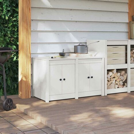 Keukenkast met plank Wit 106 x 55 x 64 cm Massief grenenhout 3