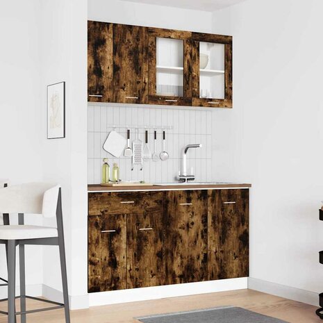 Keukenkastenset met lade 4 pcs Gerookt eiken 140 x 46 x 81.5 cm 1