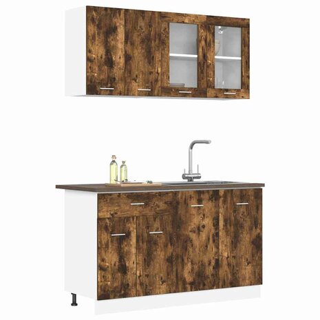 Keukenkastenset met lade 4 pcs Gerookt eiken 140 x 46 x 81.5 cm 3