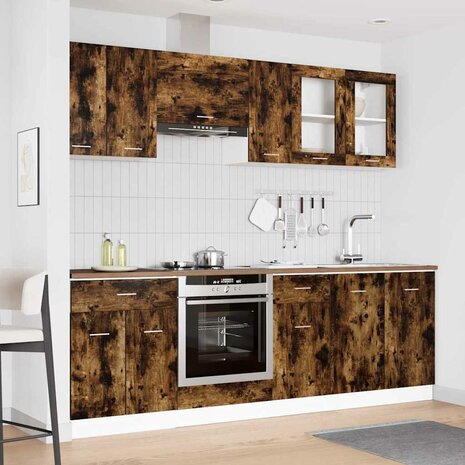 Keukenkastenset met lade 8 pcs Gerookt eiken 240 x 46 x 81.5 cm 1