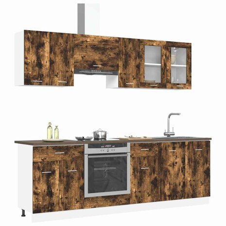 Keukenkastenset met lade 8 pcs Gerookt eiken 240 x 46 x 81.5 cm 3