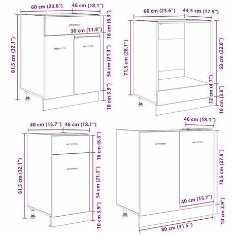 Keukenkastenset met lade 8 pcs Gerookt eiken 240 x 46 x 81.5 cm 9