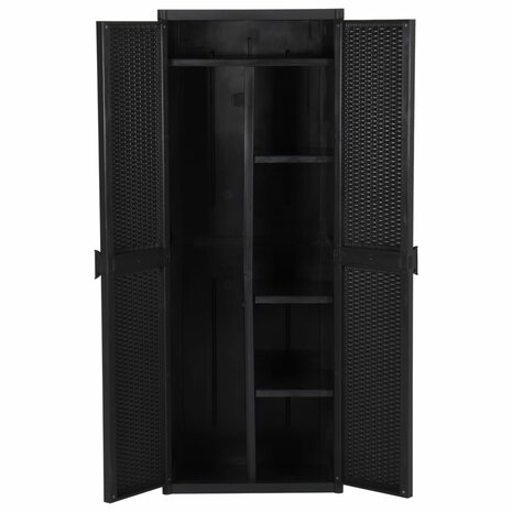 Tuinkast 65x45x172 cm PP rattan zwart 4