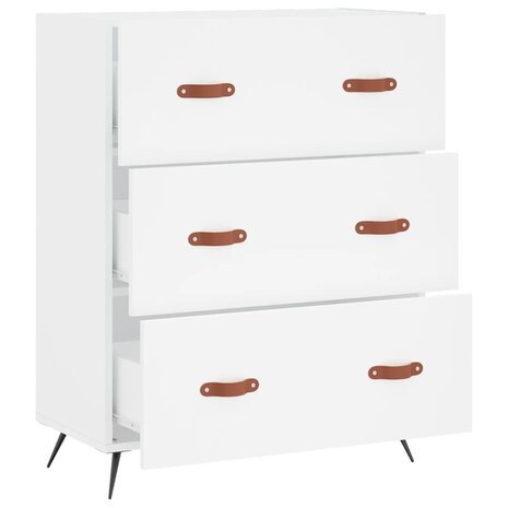 Ladekast 69,5x34x90 cm bewerkt hout wit 6