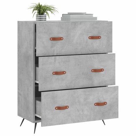 Ladekast 69,5x34x90 cm bewerkt hout betongrijs 4