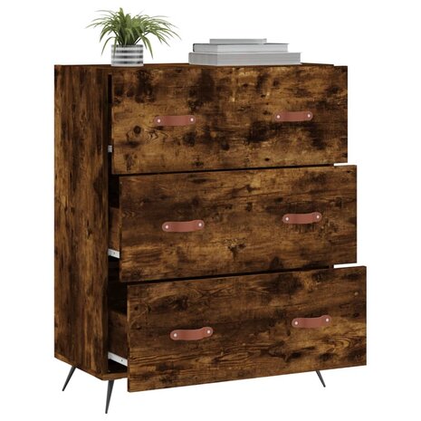 Ladekast 69,5x34x90 cm bewerkt hout gerookt eikenkleurig 4