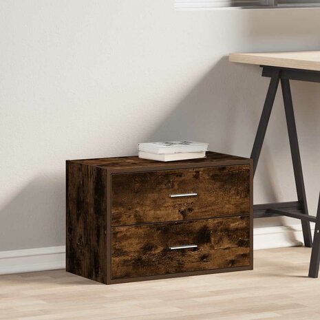 Kast met 2 lades 60x31x40 cm bewerkt hout gerookt eikenkleurig 3