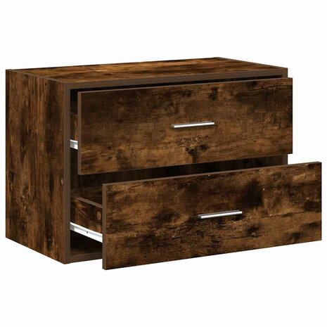 Kast met 2 lades 60x31x40 cm bewerkt hout gerookt eikenkleurig 5