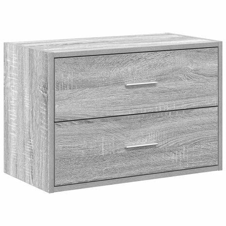 Kast met 2 lades 60x31x40 cm bewerkt hout grijs sonoma eiken 2