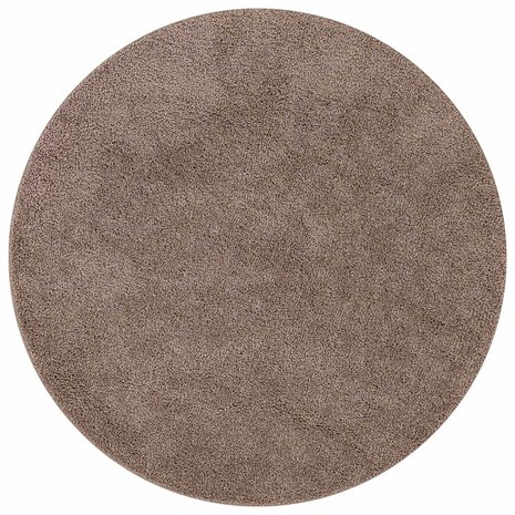 Vloerkleed shaggy met latex onderkant ø90 cm bruin 2