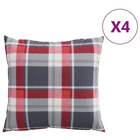 Bankkussens 4 stuks Rood Geruit Patroon 40x40 cm Stof 2