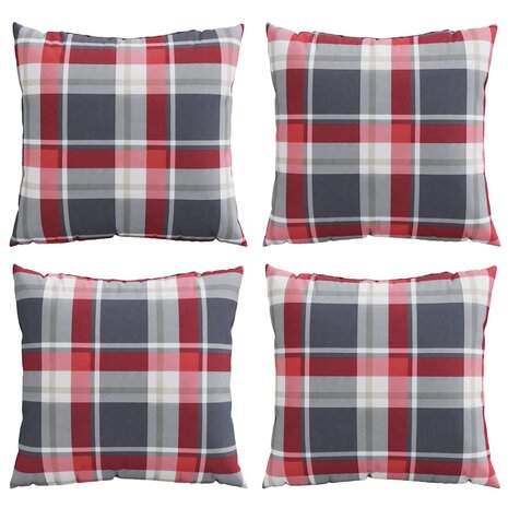 Bankkussens 4 stuks Rood Geruit Patroon 40x40 cm Stof 4