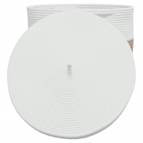 Opbergmand met deksel Ø 40x35 cm katoen bruin en wit 5