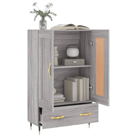 Hoge kast 69,5x31x115 cm bewerkt hout grijs sonoma eikenkleurig 4