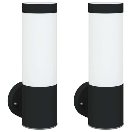 Buitenwandlampen 2 pcs Zwart 12 x 7.5 x 27 cm Roestvrij staal 2