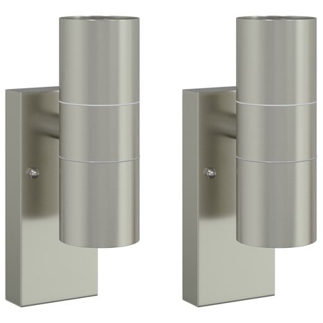 Buitenwandlampen 2 pcs Zilver 7 x 10 x 22 cm Roestvrij staal 2