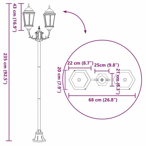 Tuin Lantaarnpaal Donkergroen Aluminium en Glas 8