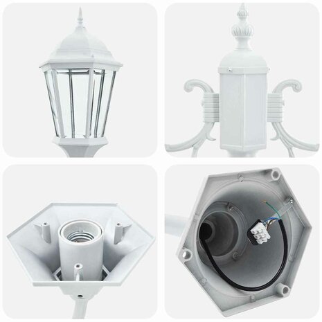 Tuin Lantaarnpaal Wit Aluminium, Glas 5