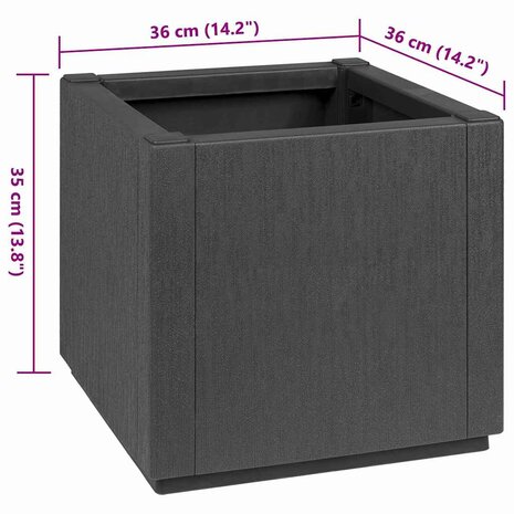 Tuin Bloempot Antraciet 36 x 36 x 35 cm Polypropyleen 8