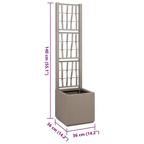Tuin Bloempot Grijs 36 x 36 x 140 cm Polypropyleen 8