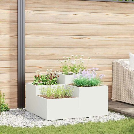 Tuin Bloempot Wit 80 x 80 x 48 cm Staal 1