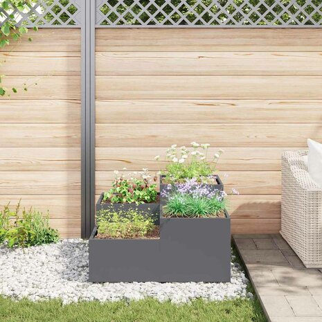 Tuin Bloempot Antraciet 80 x 80 x 48 cm Staal 4