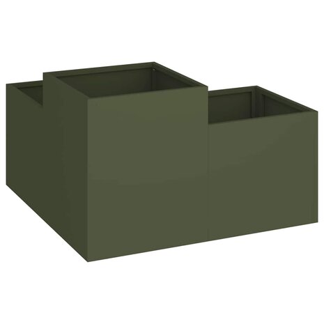 Tuin Bloempot Olijfgroen 100 x 100 x 48 cm Staal 5