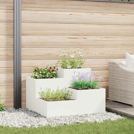 Tuin Bloempot Wit 80 x 80 x 60 cm Staal 1