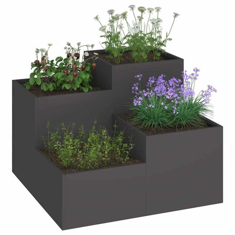 Tuin Bloempot Zwart 100 x 100 x 60 cm Staal 3