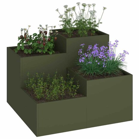 Tuin Bloempot Olijfgroen 100 x 100 x 60 cm Staal 3
