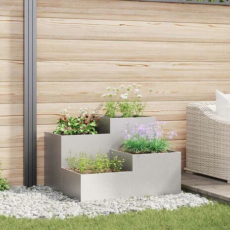 Tuin Bloempot Zilver 100 x 100 x 60 cm Roestvrij staal 1