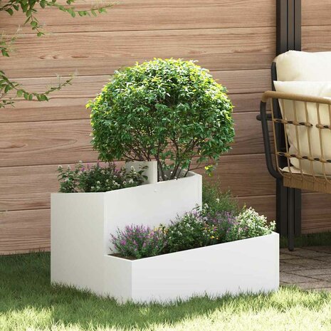 Tuin Bloempot Wit 60 x 60 x 50 cm Staal 1