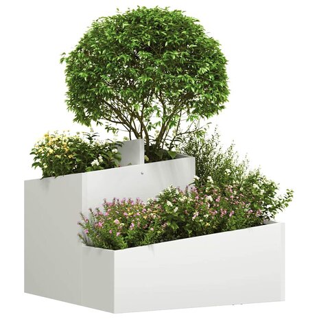Tuin Bloempot Wit 60 x 60 x 50 cm Staal 3