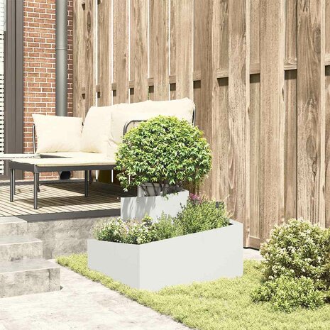 Tuin Bloempot Wit 60 x 60 x 50 cm Staal 4