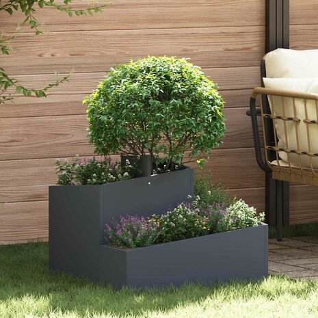 Tuin Bloempot Antraciet 60 x 60 x 50 cm Staal 1