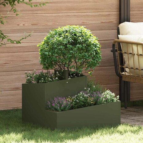 Tuin Bloempot Olijfgroen 60 x 60 x 50 cm Staal 1