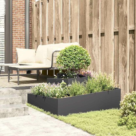 Tuin Bloempot Zwart 100 x 100 x 50 cm Staal 4