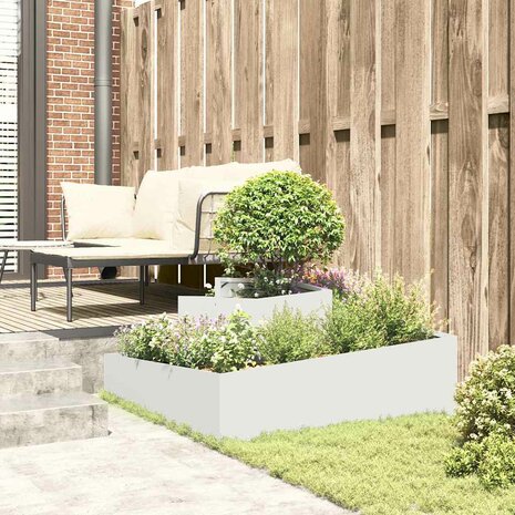 Tuin Bloempot Wit 100 x 100 x 50 cm Staal 4