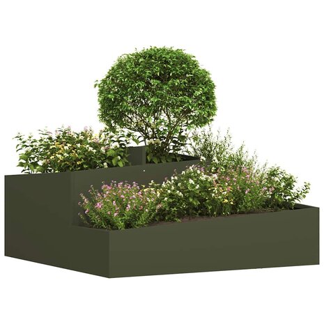 Tuin Bloempot Olijfgroen 100 x 100 x 50 cm Staal 3