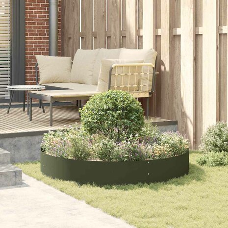 Tuin Bloempot Olijfgroen 120 x 120 x 20 cm Staal 4