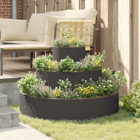 Tuin Bloempot Zwart 90 x 90 x 20 cm Staal 4