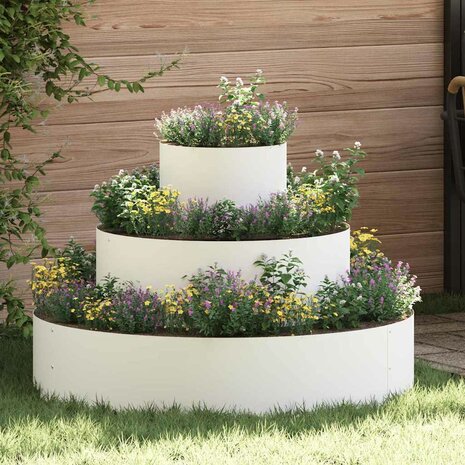 Tuin Bloempot Wit 90 x 90 x 20 cm Staal 1