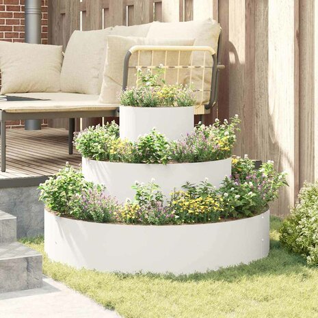 Tuin Bloempot Wit 90 x 90 x 20 cm Staal 4
