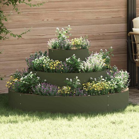 Tuin Bloempot Olijfgroen 120 x 120 x 20 cm Staal 1