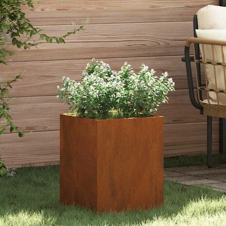 Tuin Bloempot Bruin 32 x 32 x 40 cm Verweerd staal 1