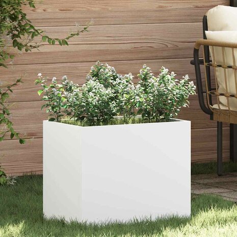 Tuin Bloempot Wit 50 x 32 x 40 cm Koudgewalst staal 1